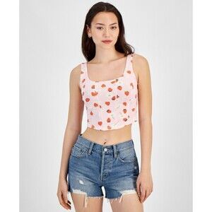Grayson Threads, the Label Juniors' Cropped Strawberry-Print Top - Pink, M